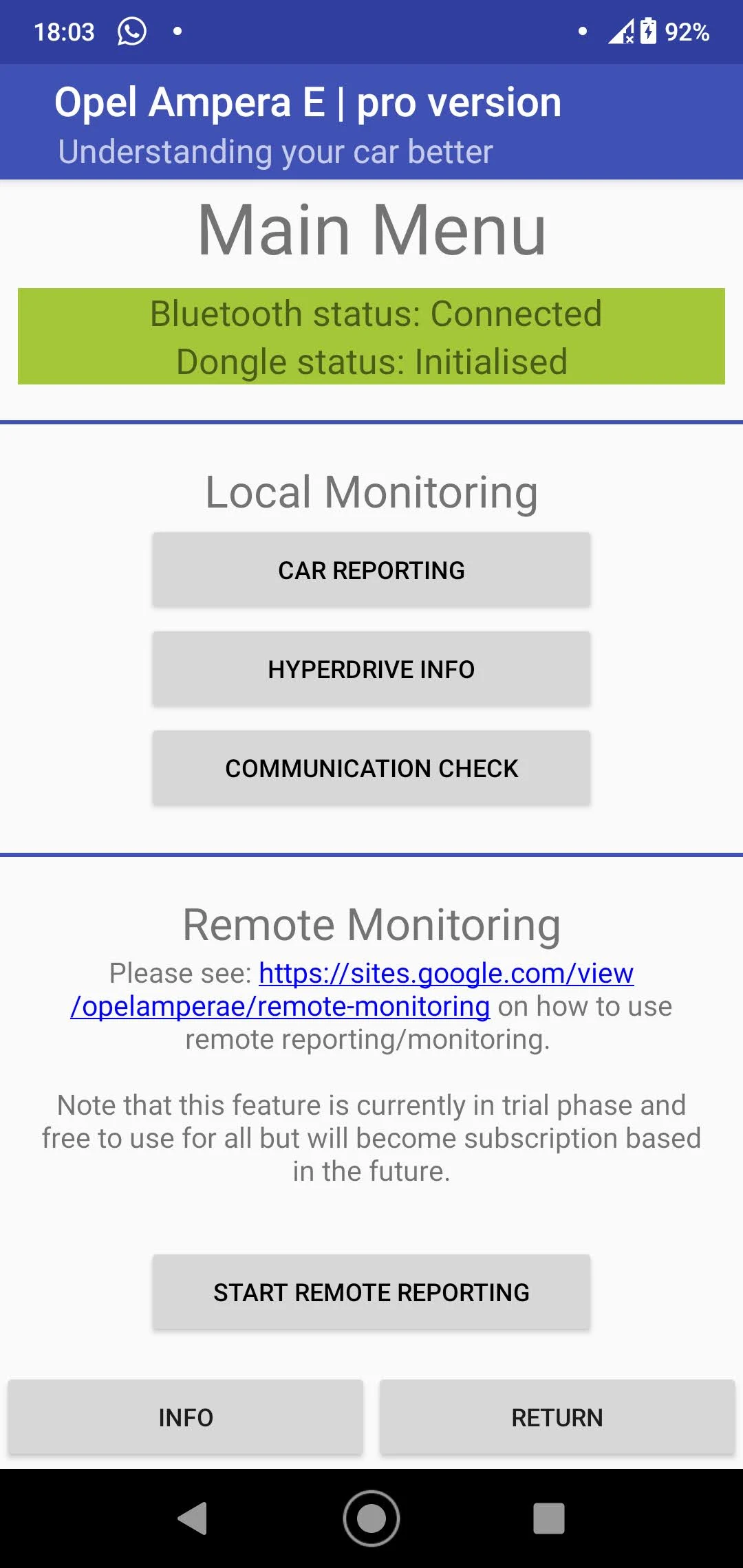 Opel Ampera E monitor screenshot
