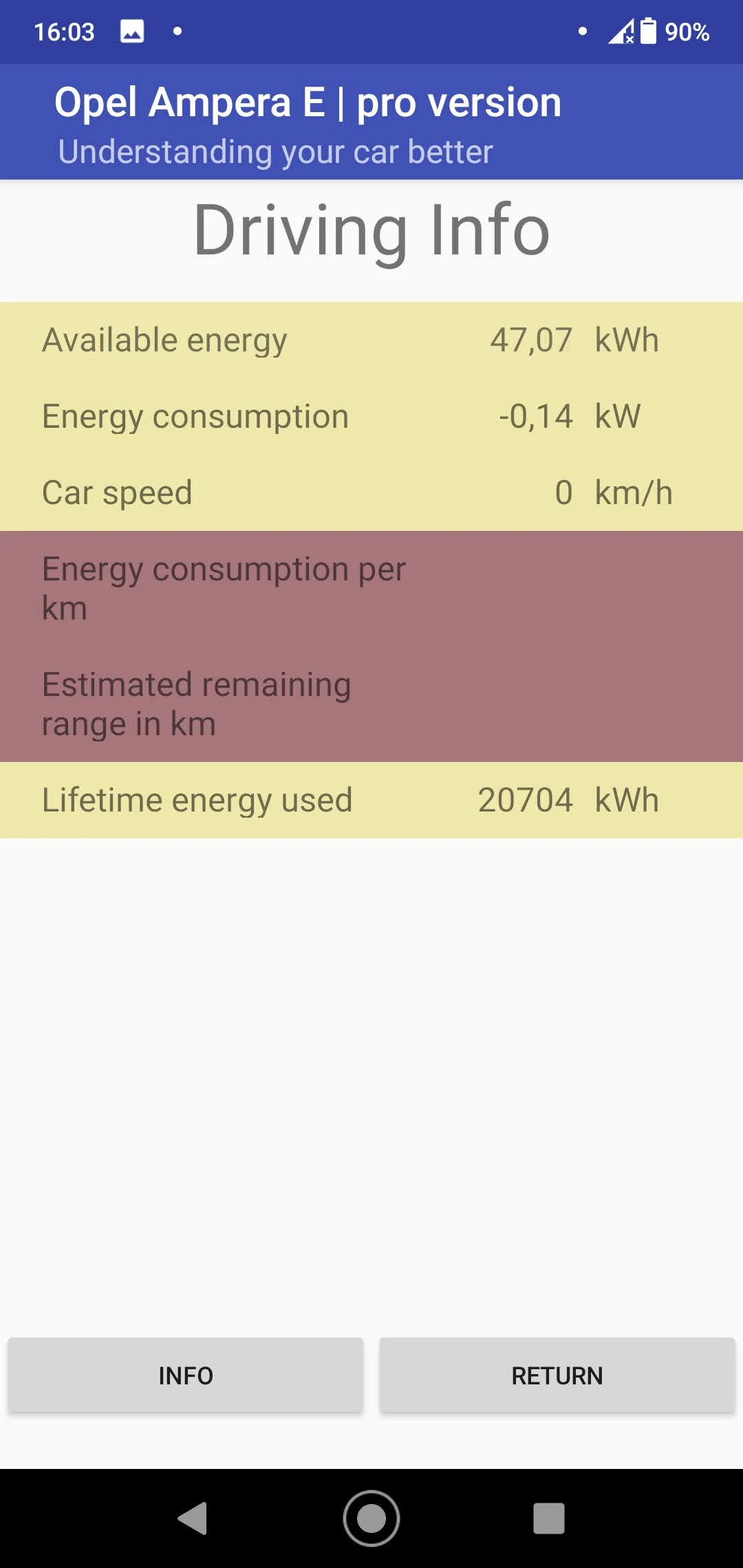 Opel Ampera E monitor screenshot