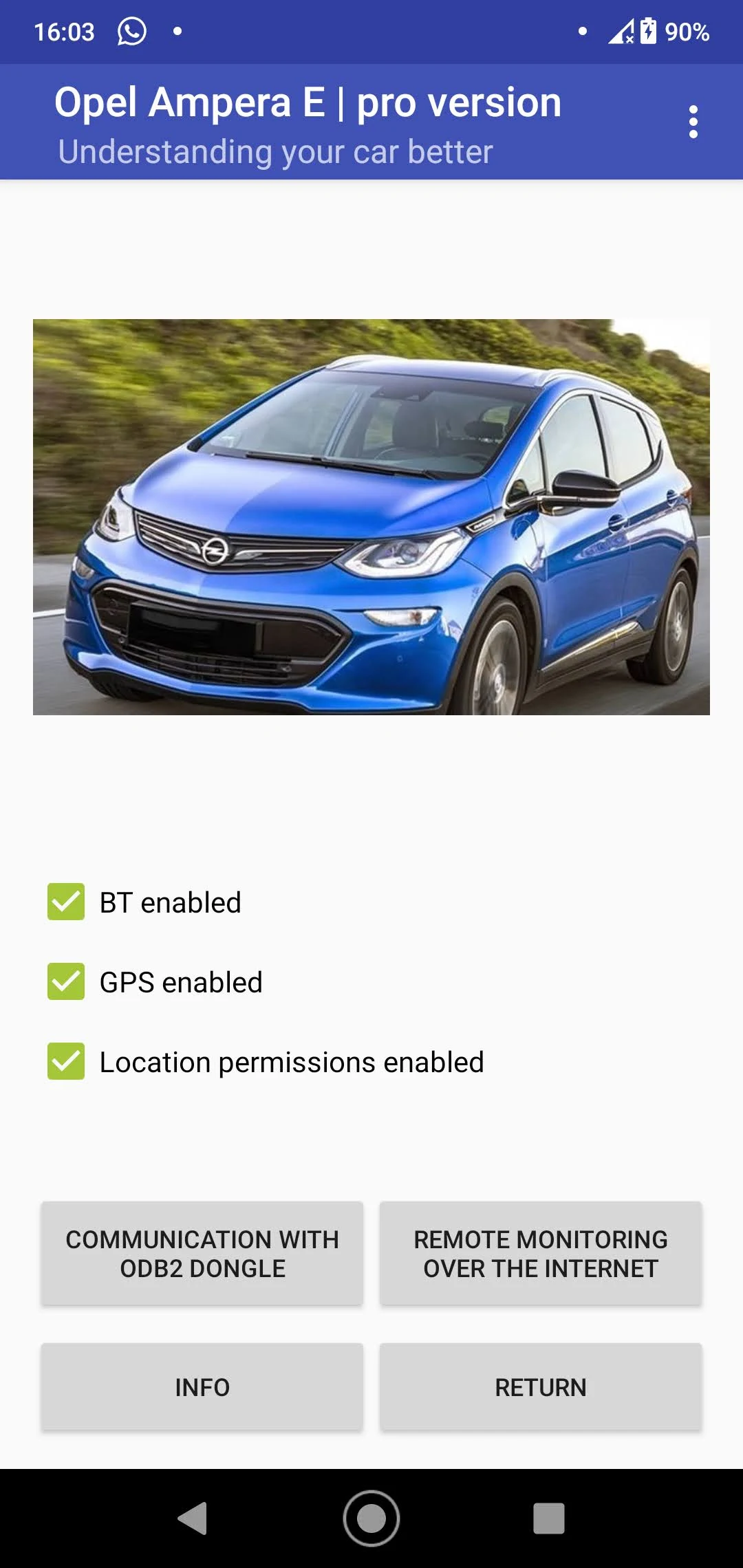 Opel Ampera E monitor screenshot